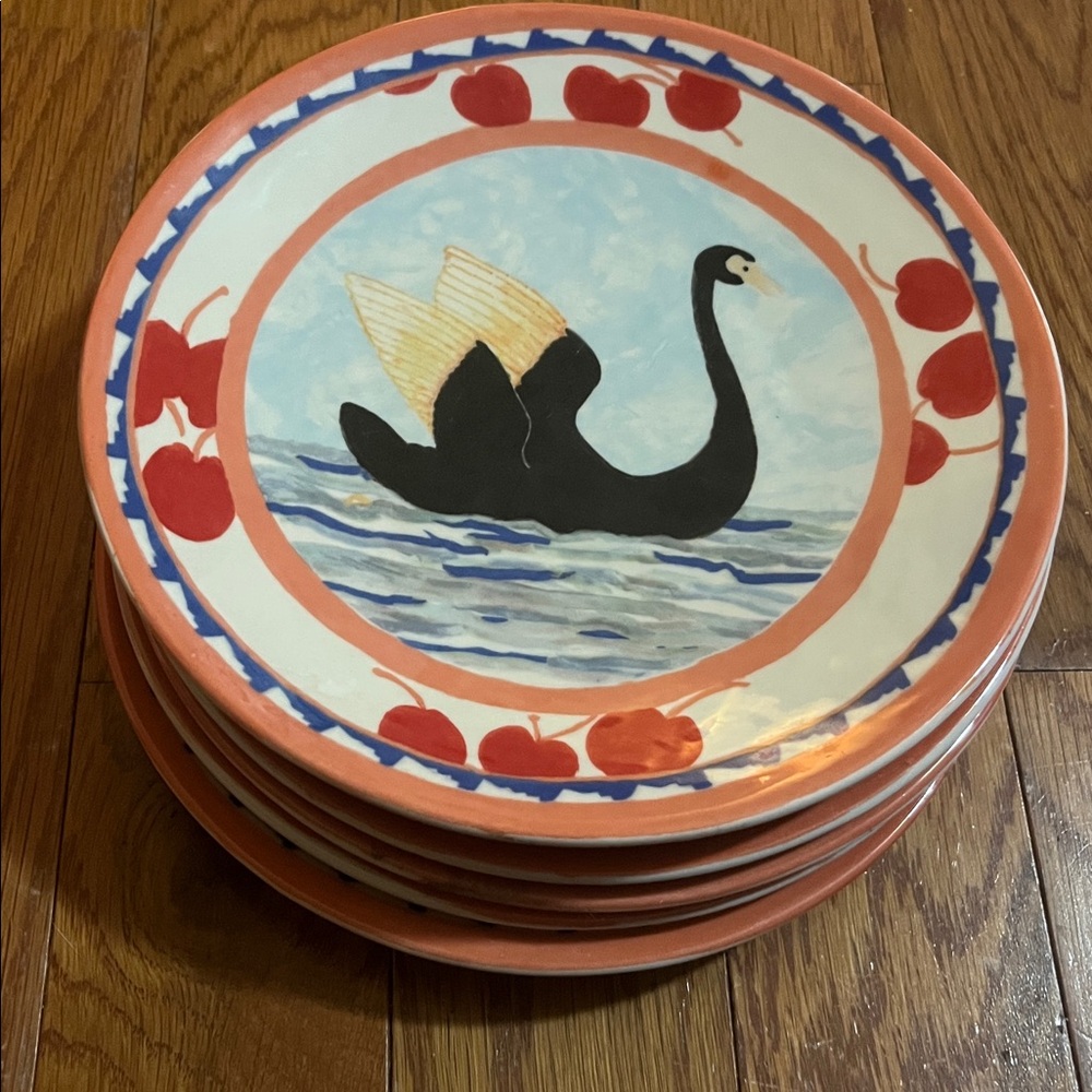Anthropologie Callie Black Swan Dessert Plate by Susan Hall - Picture 5 of 5